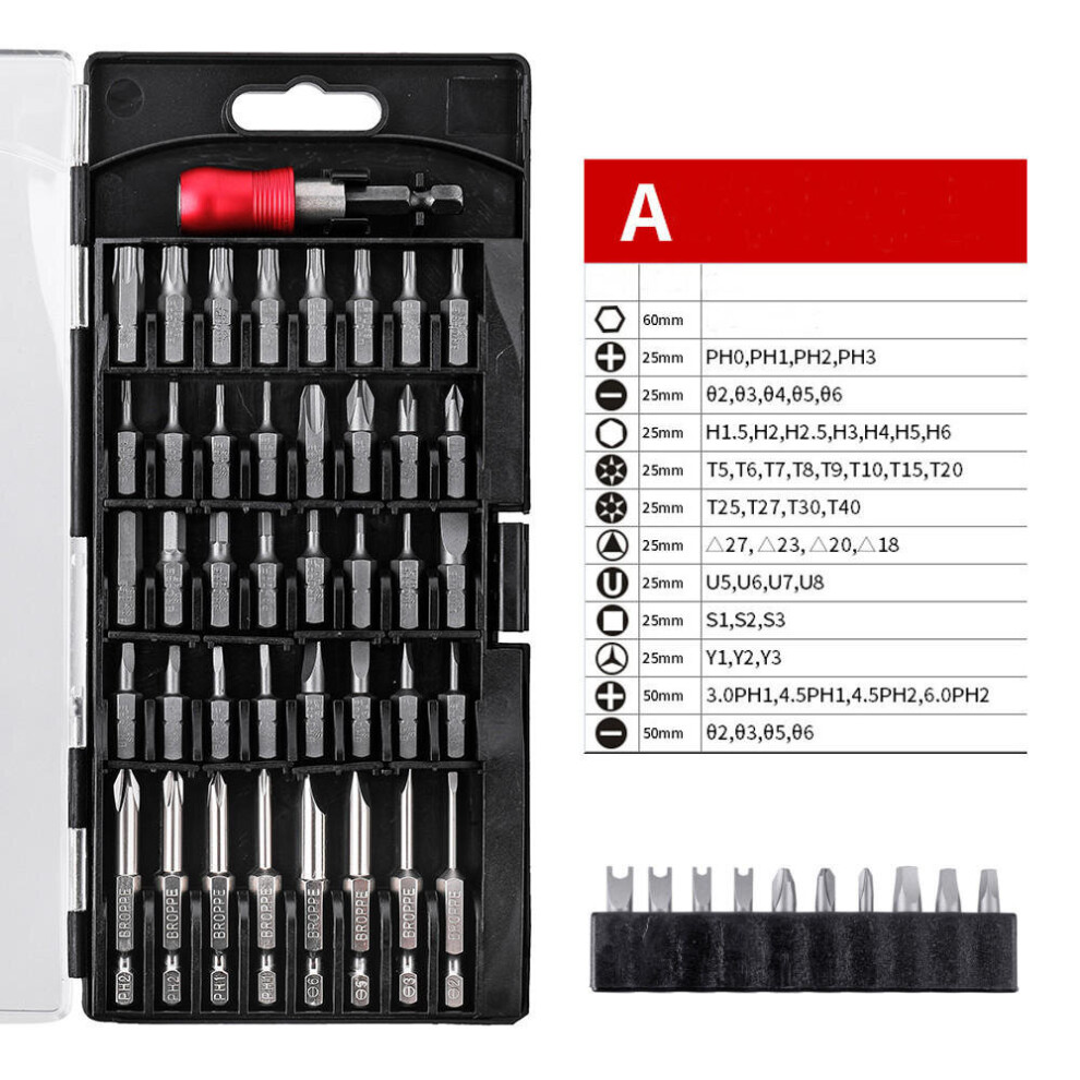 (A-51pcs) A/B/C/D Type Screwdriver Drill Bits Tools kit 1/4 Inch Hex Shank Magnetic Screwdriver Bit Set