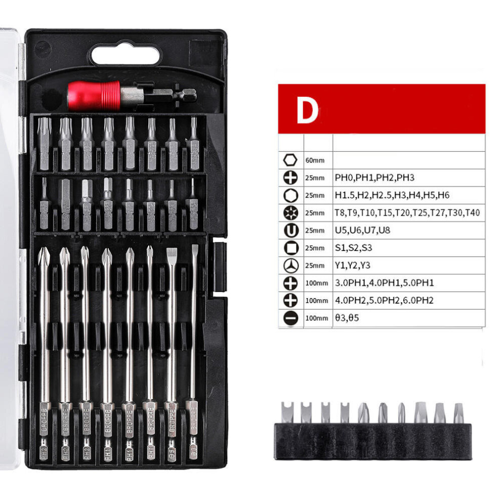 (D-35pcs) A/B/C/D Type Screwdriver Drill Bits Tools kit 1/4 Inch Hex Shank Magnetic Screwdriver Bit Set