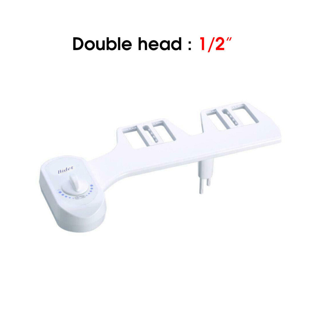 (Double head:1/2") G1/2" 15/16" Toilet Seat Attachment Bathroom Water Spray Non-Electric Mechanical Portable Bidet Single/Double Head