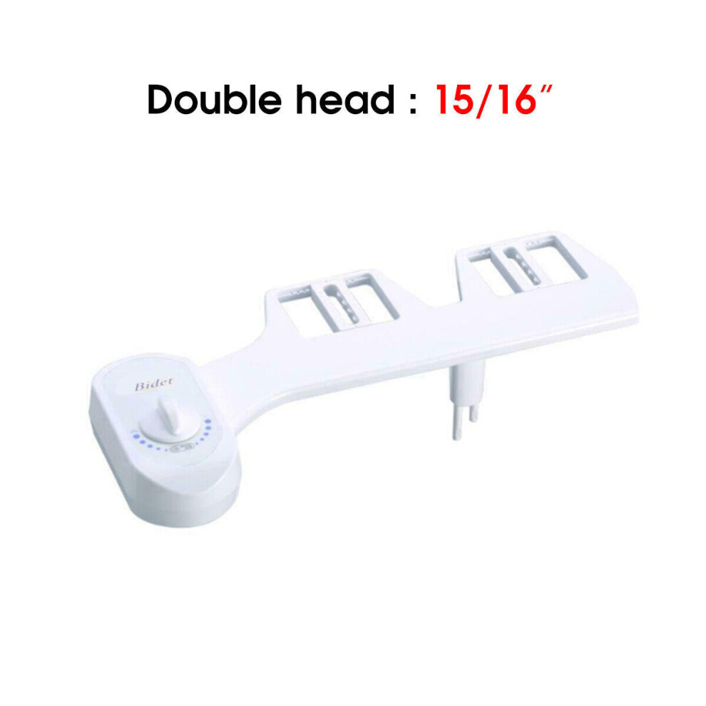 (Double head:15/16") G1/2" 15/16" Toilet Seat Attachment Bathroom Water Spray Non-Electric Mechanical Portable Bidet Single/Double Head