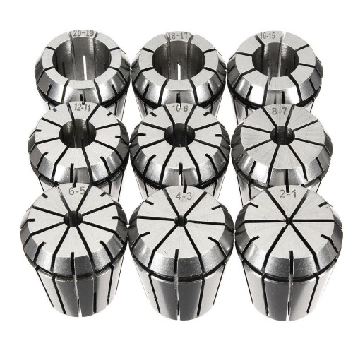 GreenZech 9pcs 2-20mm Precision Spring Collet for CNC Milling Lathe Tool