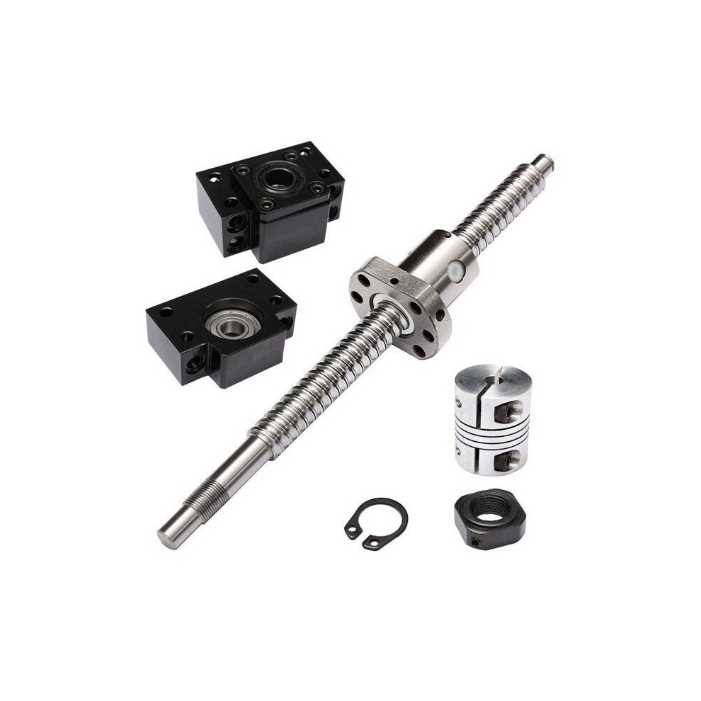 Ball Screw Length 250mm with 1 Set BK/BF12 Supports and 6.35mm x 10mm Coupler for CNC