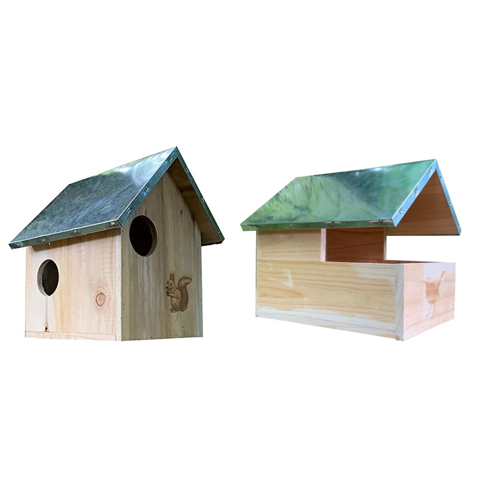 Selections Squirrel Nest Box And Wooden Bird Nesting Box Set