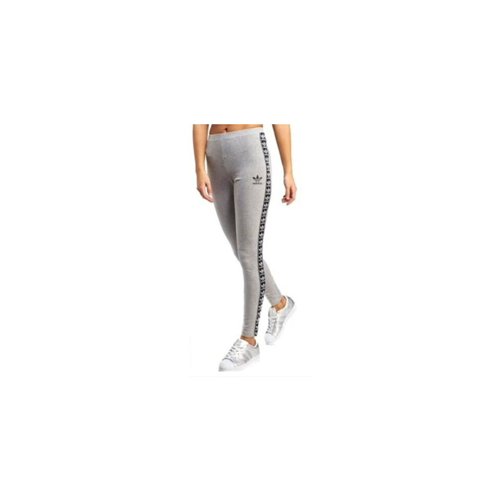 (UK14) Womens adidas Originals Taped Leggings Grey Yoga Gym Fitness BP9304 Brand New