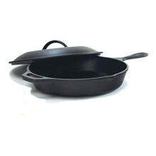 Lodge Seasoned Cast Iron Skillet w/Cast Iron Lid (12 Inch) - Cast Iron Frying Pan with Lid Set.