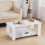 Living And Home (White) 2 Tier Wood Coffee Table Rectangle with Storage Shelf Tea Table Central Table 2