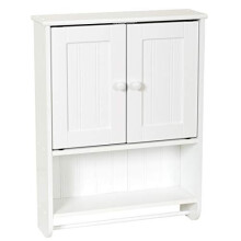 Zenna Home Cottage Badev?relse V?gskabet med 2 hylder og 2 d?re 19 """" W x 25.6 """" H Opbevaringsskab med h?ndkl?destang hvidt