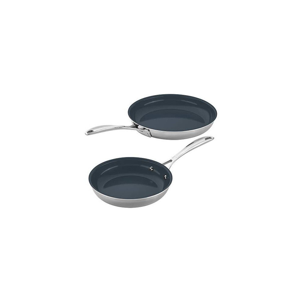 ZWILLING Clad CFX 2-pc Stainless Steel Ceramic Nonstick Fry Pan Set