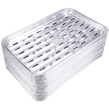 Bekith 30 Pack Disposable Barbecue Tray Aluminum Grill Containers 13.4 x 9 x 1.1 Inch for BBQ Grilling Baking