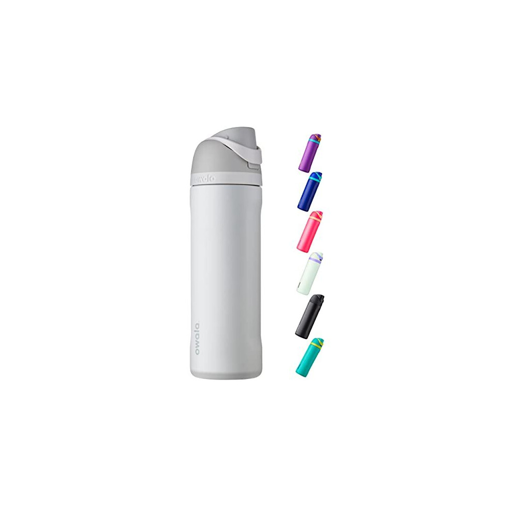Owala Sip Insulated Stainless Steel Water Bottle with Straw for Sports and Travel, BPA-, 24-Ounce, Shy Marshmallow