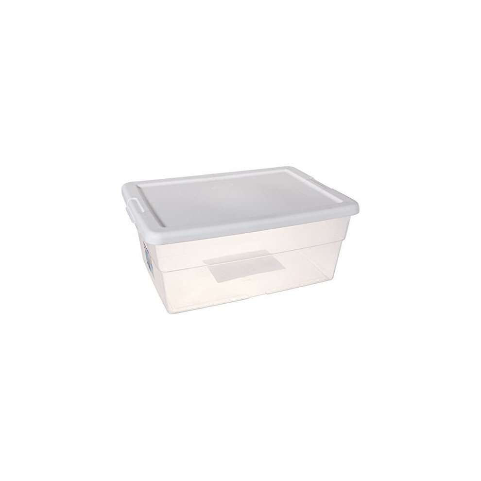 Sterilite 16 Quart Basic Clear Storage Box with White Lid (Pack of 2) by STERILITE