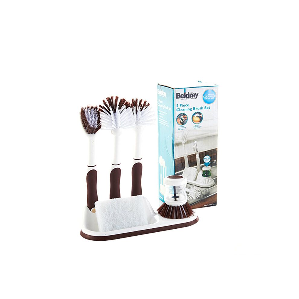 Beldray 5 Piece Kitchen Dish Washing Brush Cleaning Set With Stand