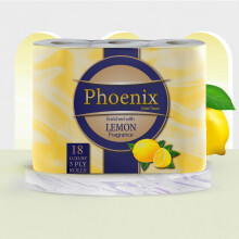 PXLM18 18-Roll Bulk Pack: Quilted 3-Ply Lemon-Scented Toilet Rolls, UK Made, 150 Sheets/Roll, Sustainable Virgin Pulp