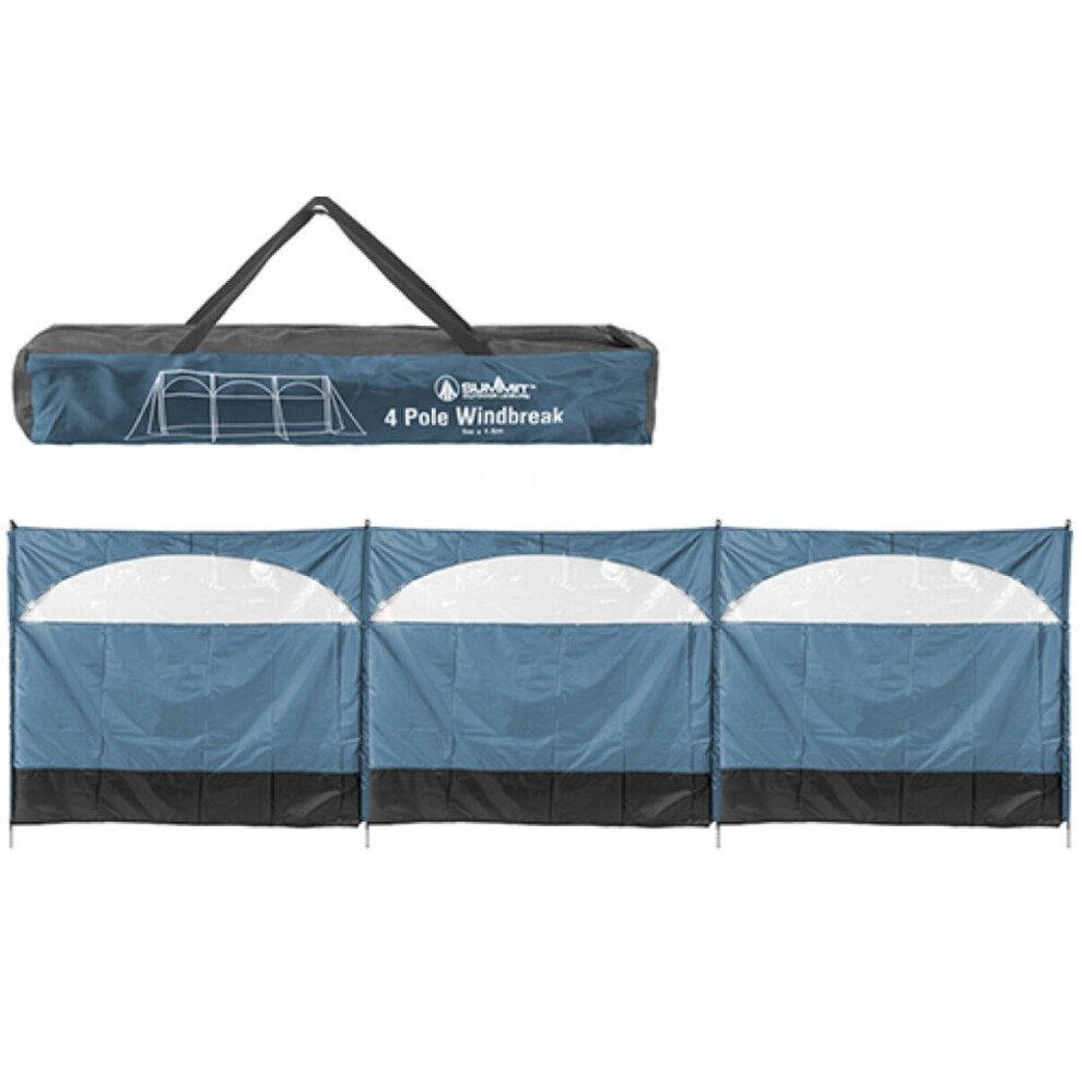 Camping Windbreak Windscreen with Windows | 3 Panel | Blue