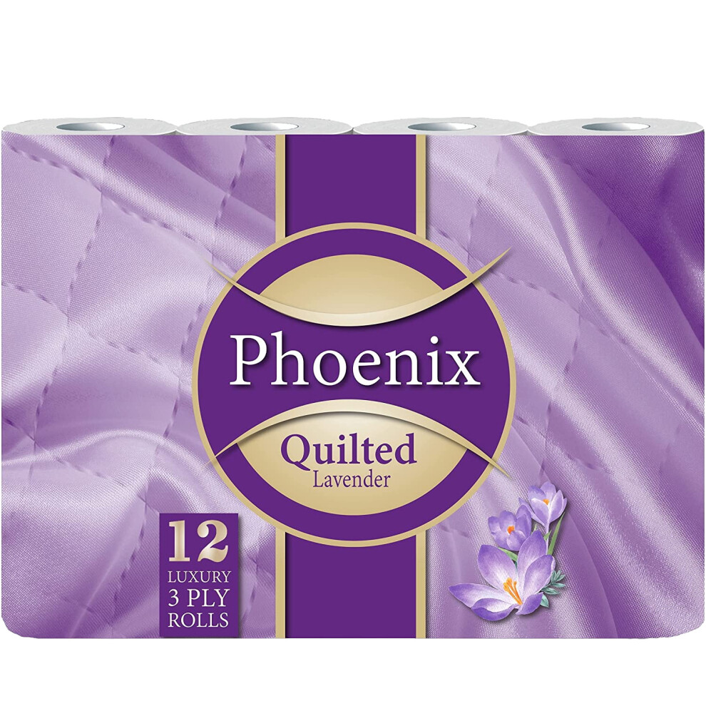 Phoenix 12 Rolls Of Quilted 3 Ply Fragranced Toilet Rolls Lavender