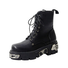 (39) Punk Style Women Ankle Bike Chunky Shoes With Fleece