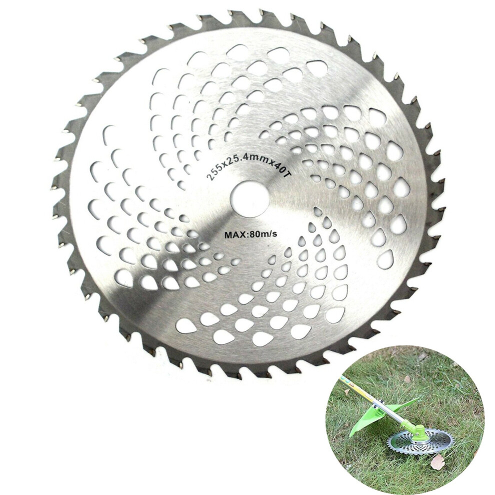 40T 25.4mm Bore Diameter 255mm Carbide Brush Cutter Blade Strimmer Steel