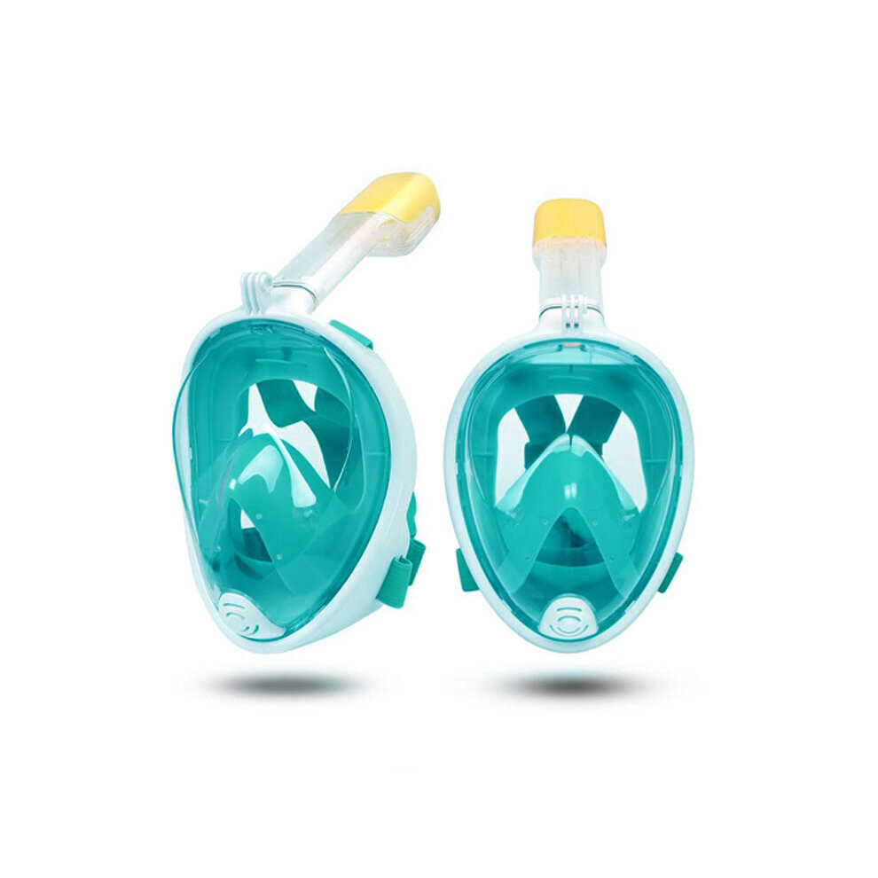 (Green, L/XL) Full Face Snorkel Mask For GoPro Swim