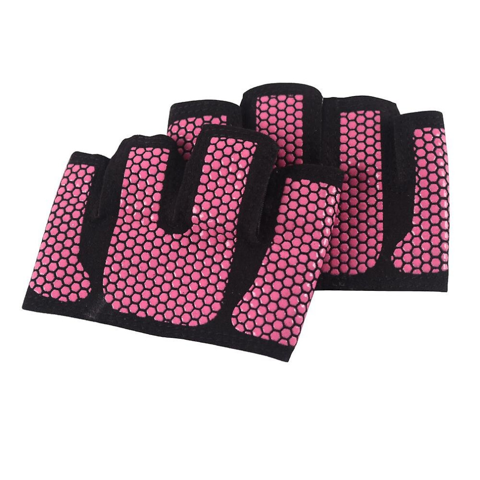(Pink, S) 1 Pair Gym Gloves Non Slip Half Finger Gloves Fitness Weightlifting Sports Palm Protector 