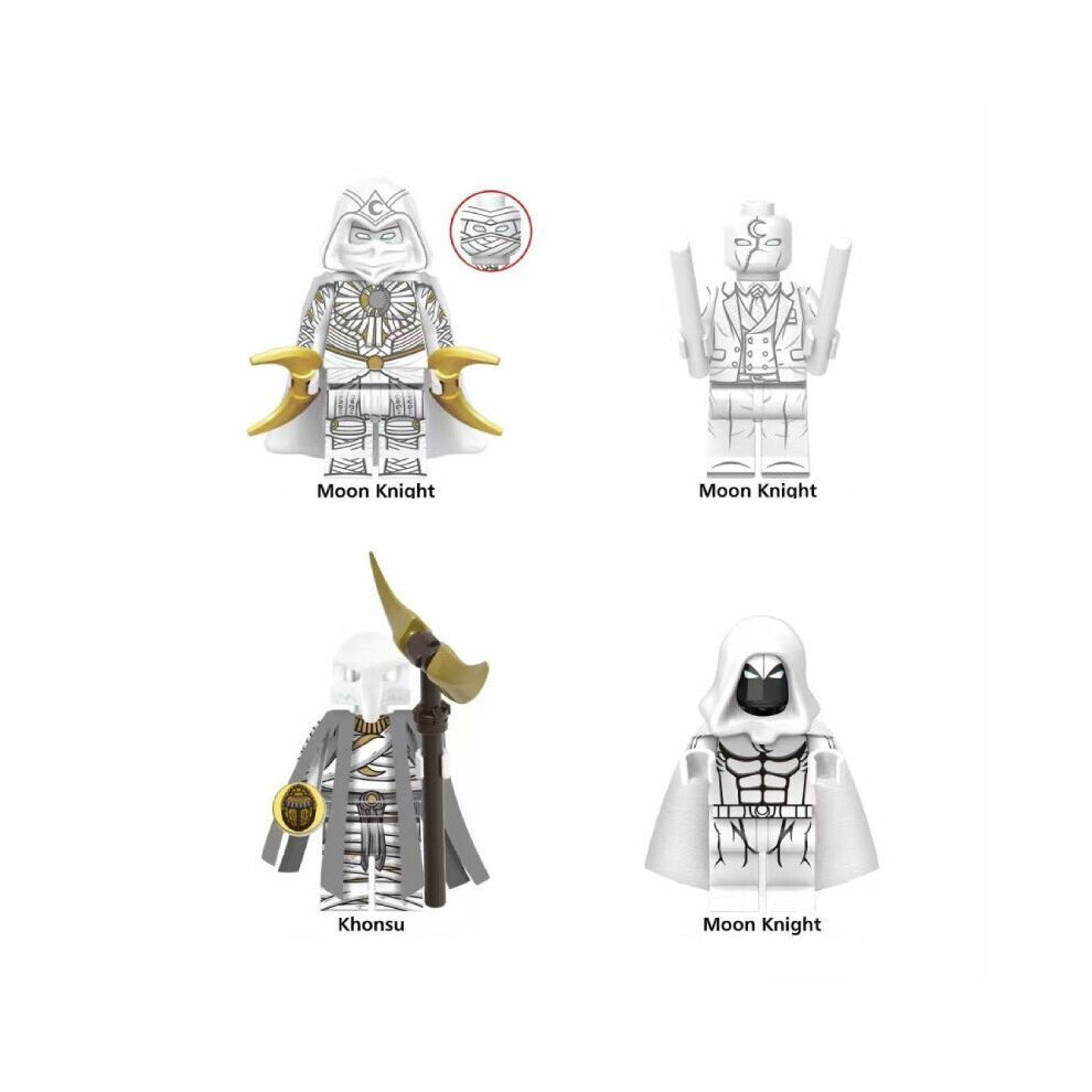 4PCS Moon Knight Minifigure Marc Spector Marvel Super Hero Minifig Figure Fit Lego