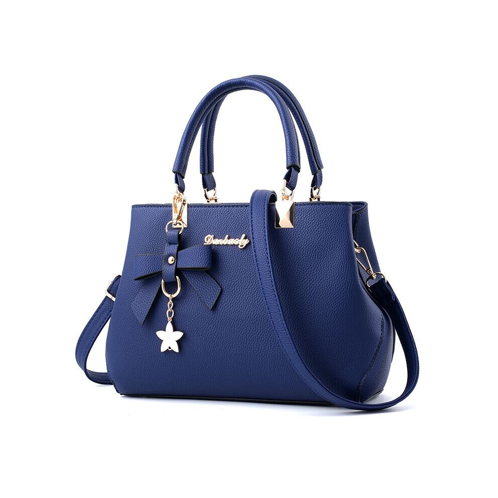 (DarkBlue) Women Handbag  Work Bag Ladies Designer Faux  Leather Shoulder Tote Bag Purse 
