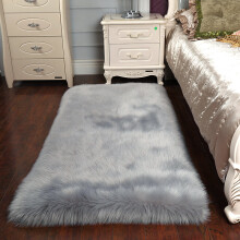 (100*180CM) Rectangle Grey Faux Fur Sheepskin Non Slip Fluffy Floor Rugs