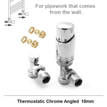 (Angled 10mm, Chrome) Angled, Straight 10mm Thermostatic Radiator Valves