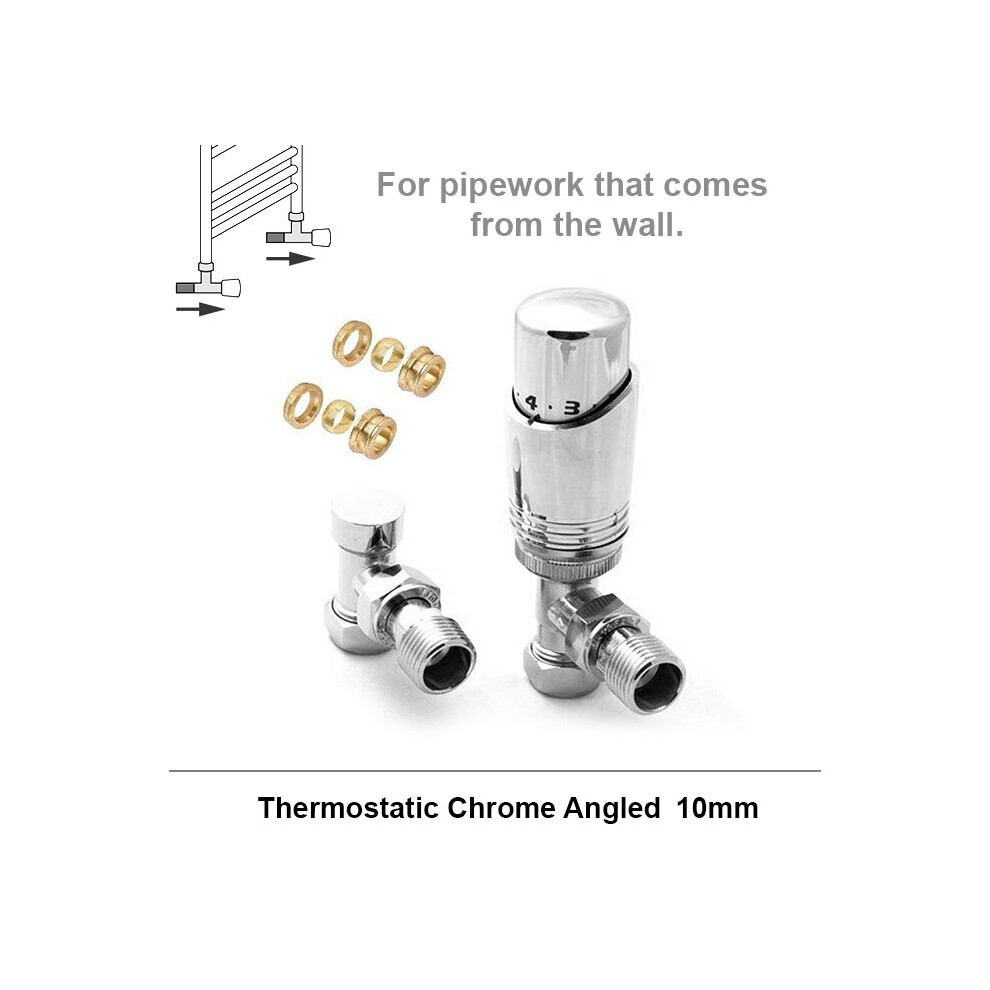 (Angled 10Mm, Chrome) Angled, Straight 10Mm Thermostatic Radiator Valves 5056616512029