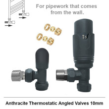 (Angled 10mm, Anthracite Grey) Angled, Straight 10mm Thermostatic Radiator Valves