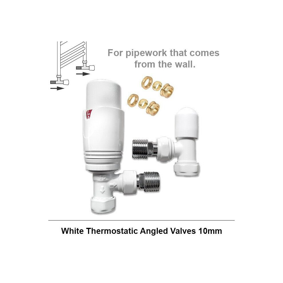 (Angled 10Mm, White) Angled, Straight 10Mm Thermostatic Radiator Valves 5056616512036