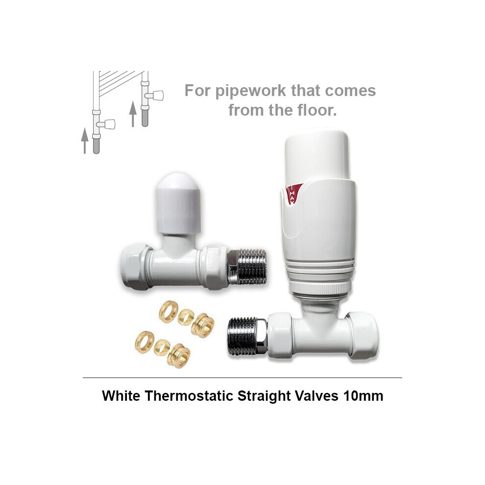 (Straight 10Mm, White) Angled, Straight 10Mm Thermostatic Radiator Valves 5056616511992