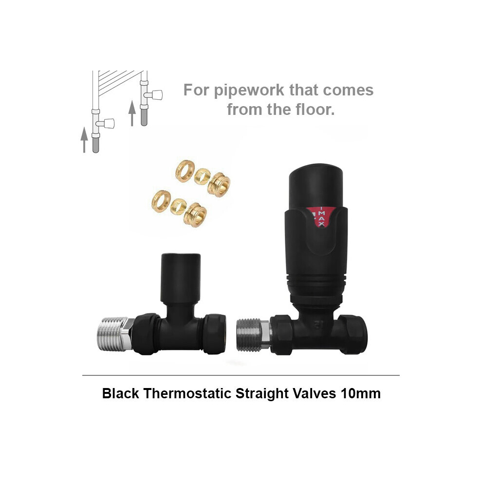 (Straight 10Mm, Matt Black) Angled, Straight 10Mm Thermostatic Radiator Valves 5056616511978