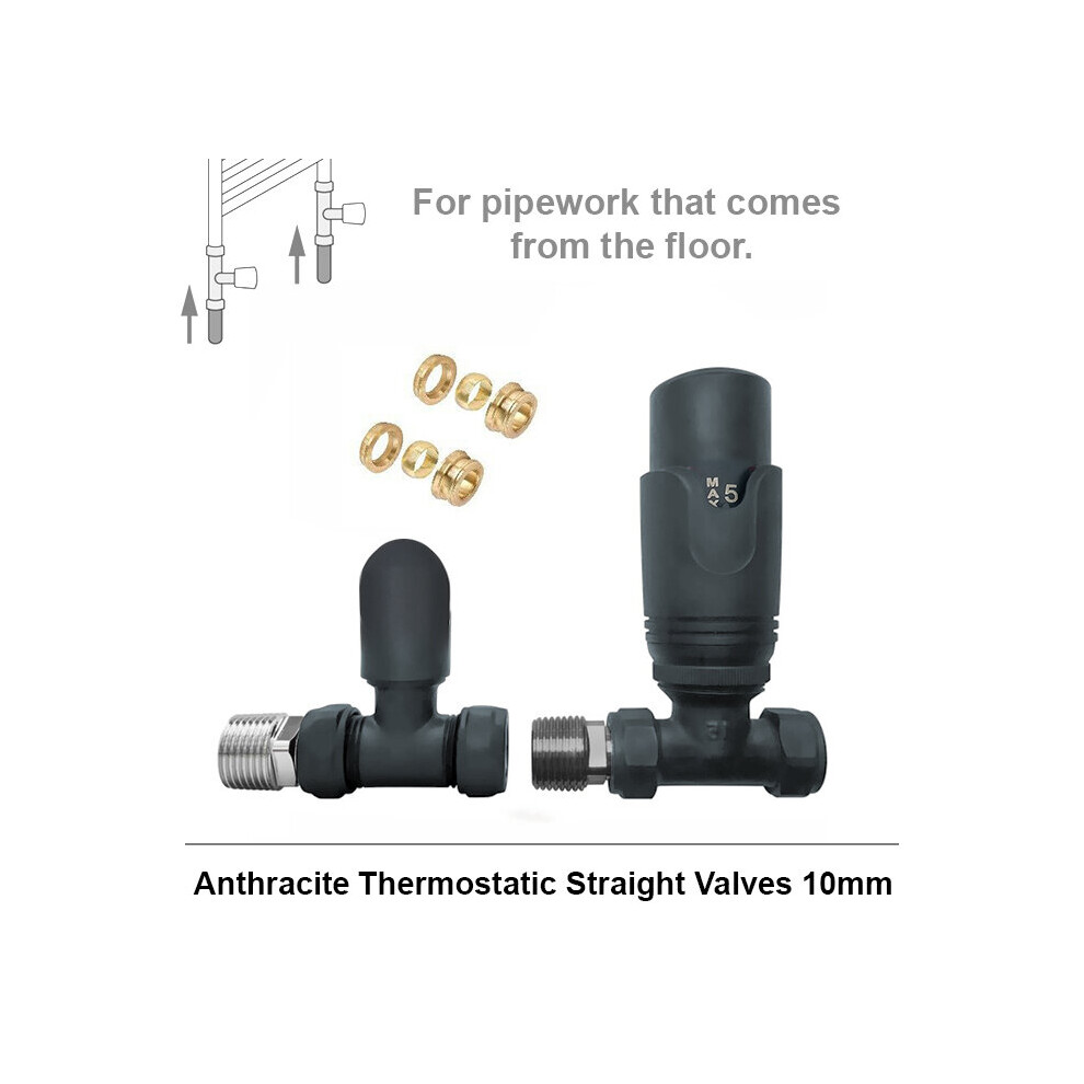 (Straight 10Mm, Anthracite Grey) Angled, Straight 10Mm Thermostatic Radiator Valves 5056616512005