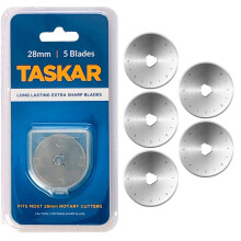 Taskar 28mm Rotary Cutter Blades - 5 Pack TASRCB28-5 | SKS-7 Carbon Steel, Extra Sharp & Long-Lasting