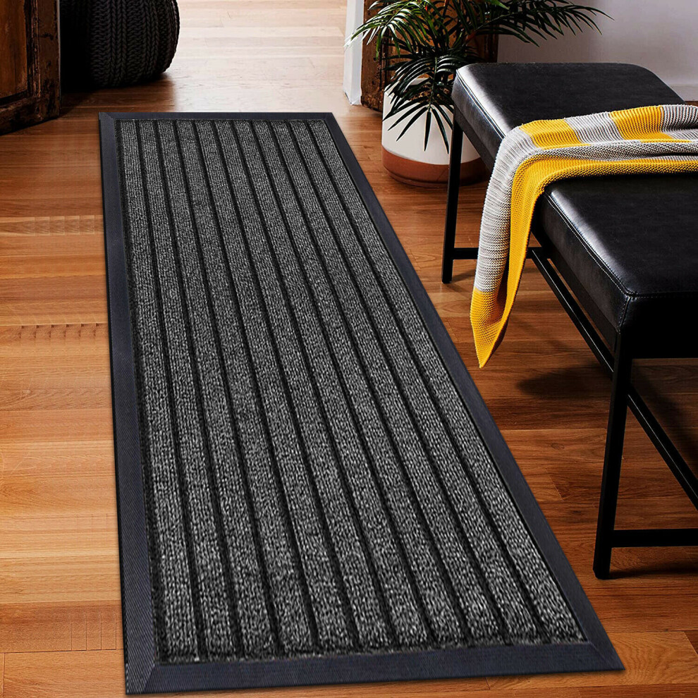 (Grey, 80 x 300 cm) Heavy Duty Rubber Mat  Hall Hallway Kitchen Runner