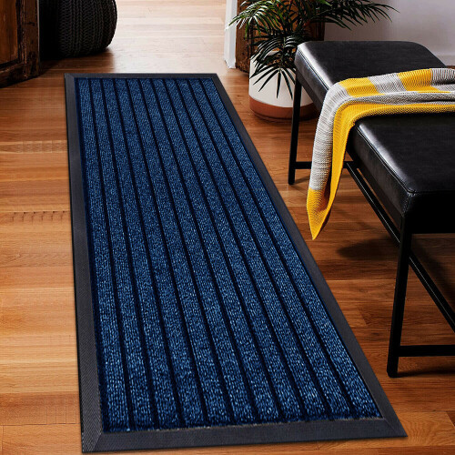 (Blue , 80 x 300 cm) Heavy Duty Rubber Mat Hall Hallway Kitchen Runner