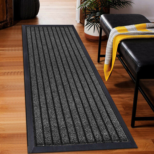 Milano (Grey, 45 x 75 cm) Heavy Duty Rubber Mat  Hall Hallway Kitchen Runner