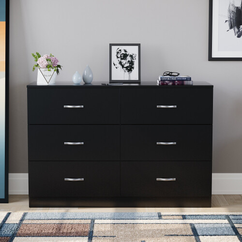 Vida Designs (Black) Riano 6 Drawer Chest Modern Bedroom Storage 2