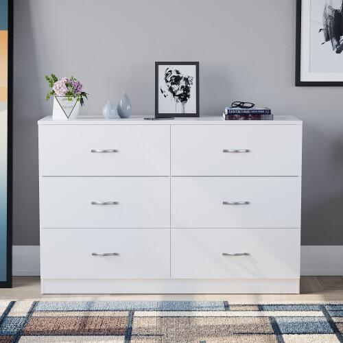 Vida Designs (White) Riano 6 Drawer Chest Modern Bedroom Storage 2