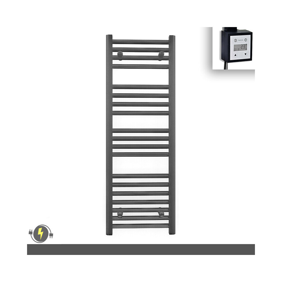 (500 X 1000 (Btu: 1669), With Ktx3 Thermostatic Element + Timer) 500Mm Wide Anthracite Grey Electric Towel Rail With Thermostatic Element 5056616510698
