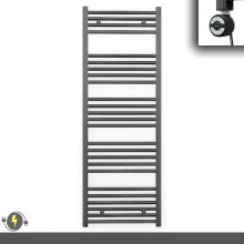 (600 x 1400 (BTU: 2522), With MOA Thermostatic Element) 600mm Wide Anthracite Grey Electric Towel Rail With Thermostatic Element