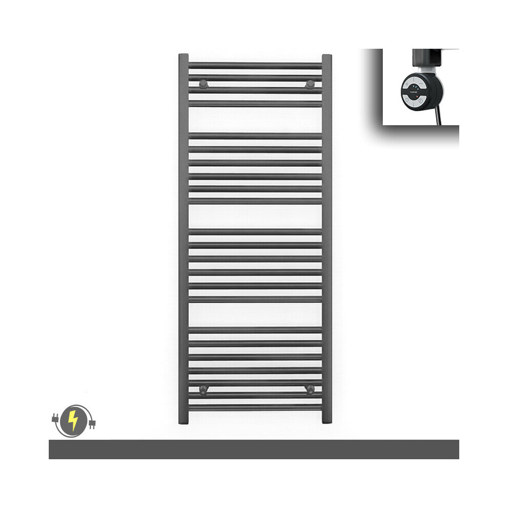 (600 X 1200 (Btu: 2247), With Moa Thermostatic Element) 600Mm Wide Anthracite Grey Electric Towel Rail With Thermostatic Element 5056616511060