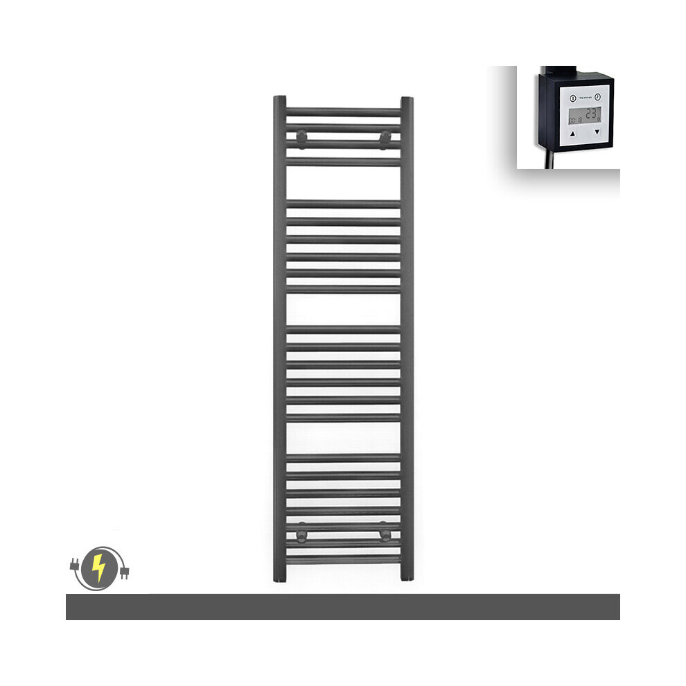 (400 X 1200 (Btu: 1775), With Ktx3 Thermostatic Element + Timer) 400Mm Wide Anthracite Grey Electric Towel Rail With Thermostatic Element 5056616510148