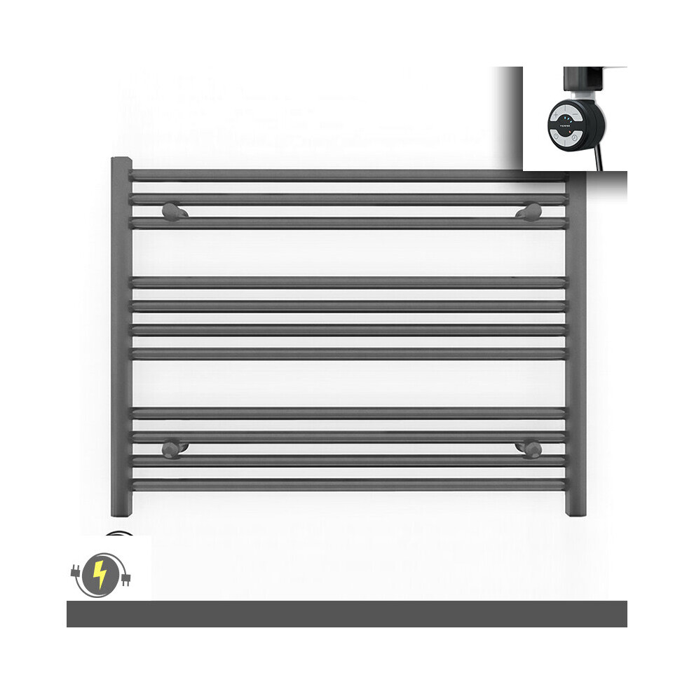 (900X600 (Btu: 1435), With Moa Thermostatic Element) 900Mm Wide Anthracite Grey Electric Towel Rail With Thermostatic Element 5056616511459