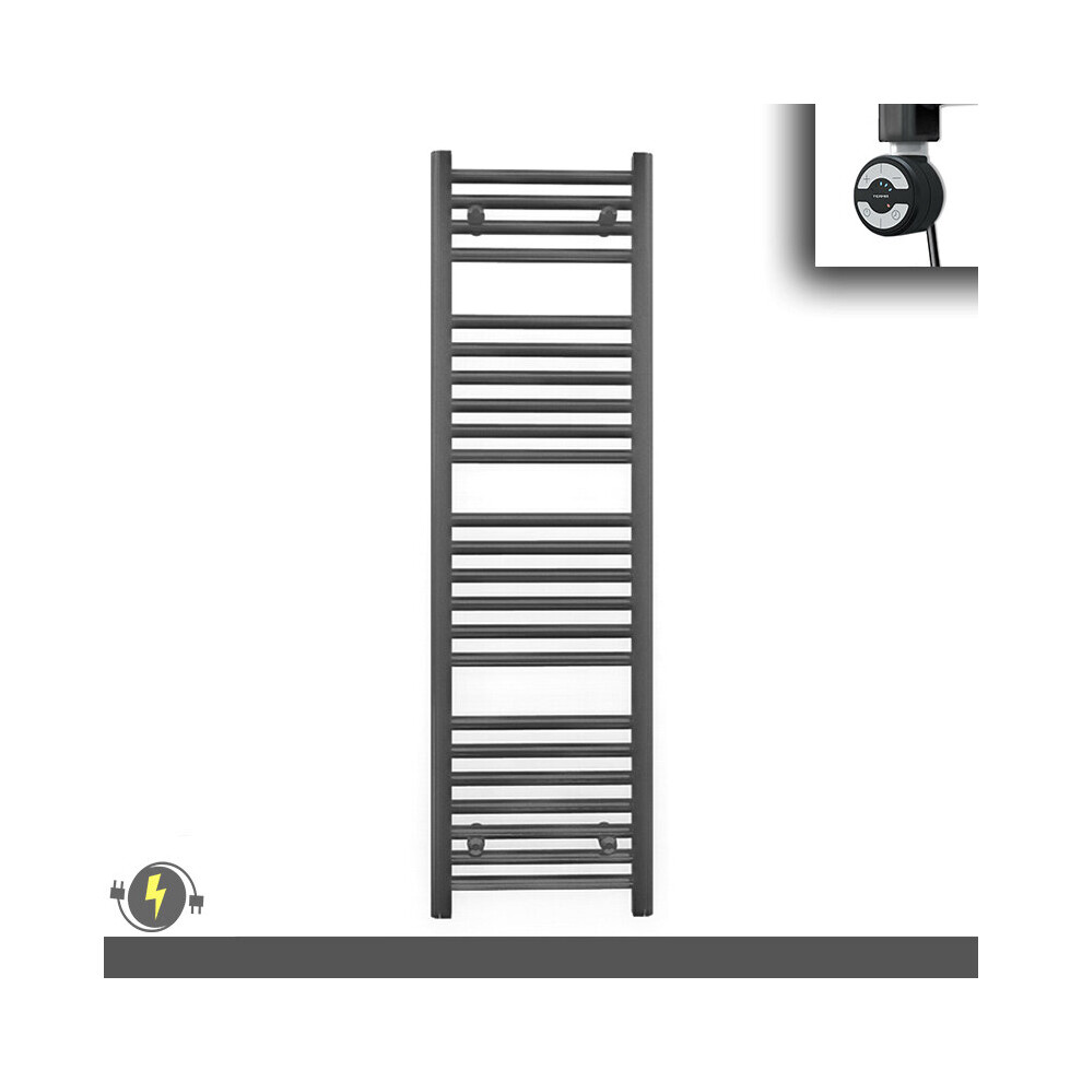 (450 X 1200 (Btu: 1893), With Moa Thermostatic Element) 450Mm Wide Anthracite Grey Electric Towel Rail With Thermostatic Element 5056616510346