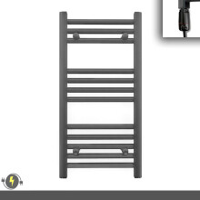 (300 x 700 (BTU: 865), With GT Thermostatic Element) 300mm Wide Anthracite Grey Electric Towel Rail With Thermostatic Element