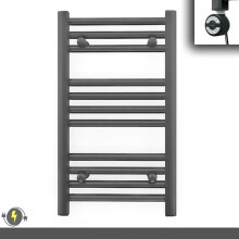 (300 x 600 (BTU: 758), With MOA Thermostatic Element) 300mm Wide Anthracite Grey Electric Towel Rail With Thermostatic Element