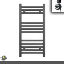(300 x 700 (BTU: 865), With MOA Thermostatic Element) 300mm Wide Anthracite Grey Electric Towel Rail With Thermostatic Element