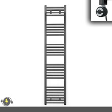 (300 x 1600 (BTU: 1966), With MOA Thermostatic Element) 300mm Wide Anthracite Grey Electric Towel Rail With Thermostatic Element