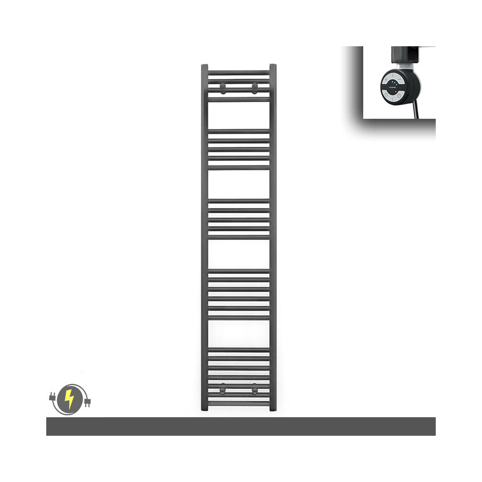 (300 X 1600 (Btu: 1966), With Moa Thermostatic Element) 300Mm Wide Anthracite Grey Electric Towel Rail With Thermostatic Element 5056616509760